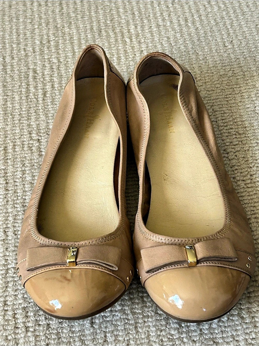 Cole haan Patent Toe Ballet Flats Tan US 8